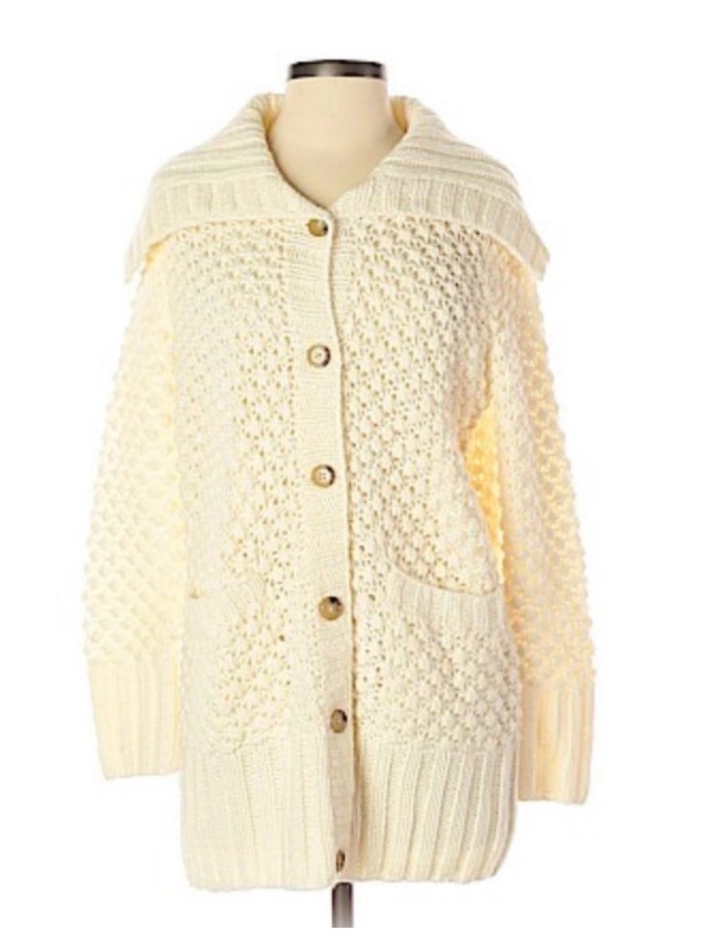 Talbots Ivory Chunky Knit Cardigan Sweater size S #83